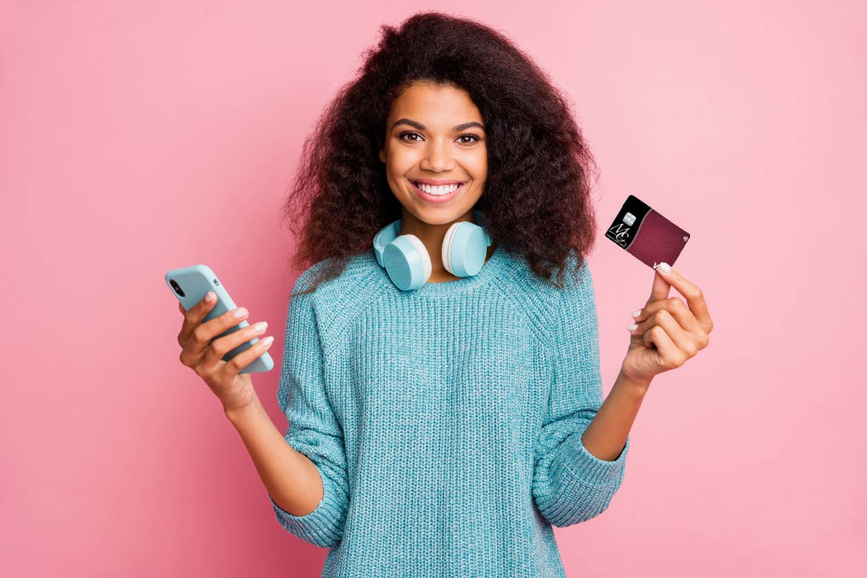 Young Women Holding Default Debit Card