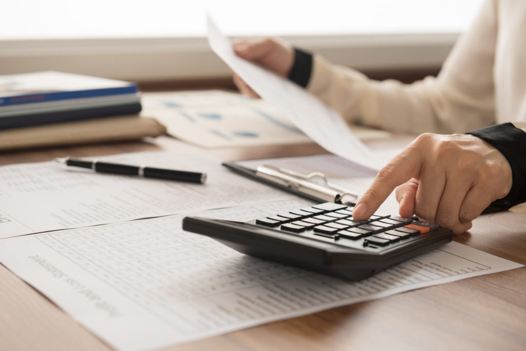 Bookkeeper making calculations