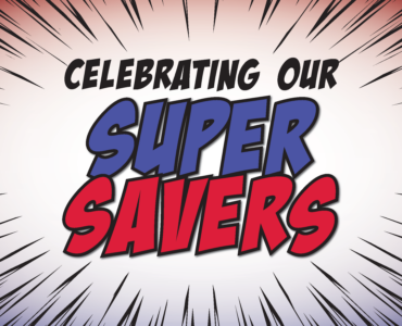 Comic Book Background that says "Celebrating Our Super Savers"
