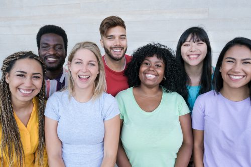 Group of happy young adults